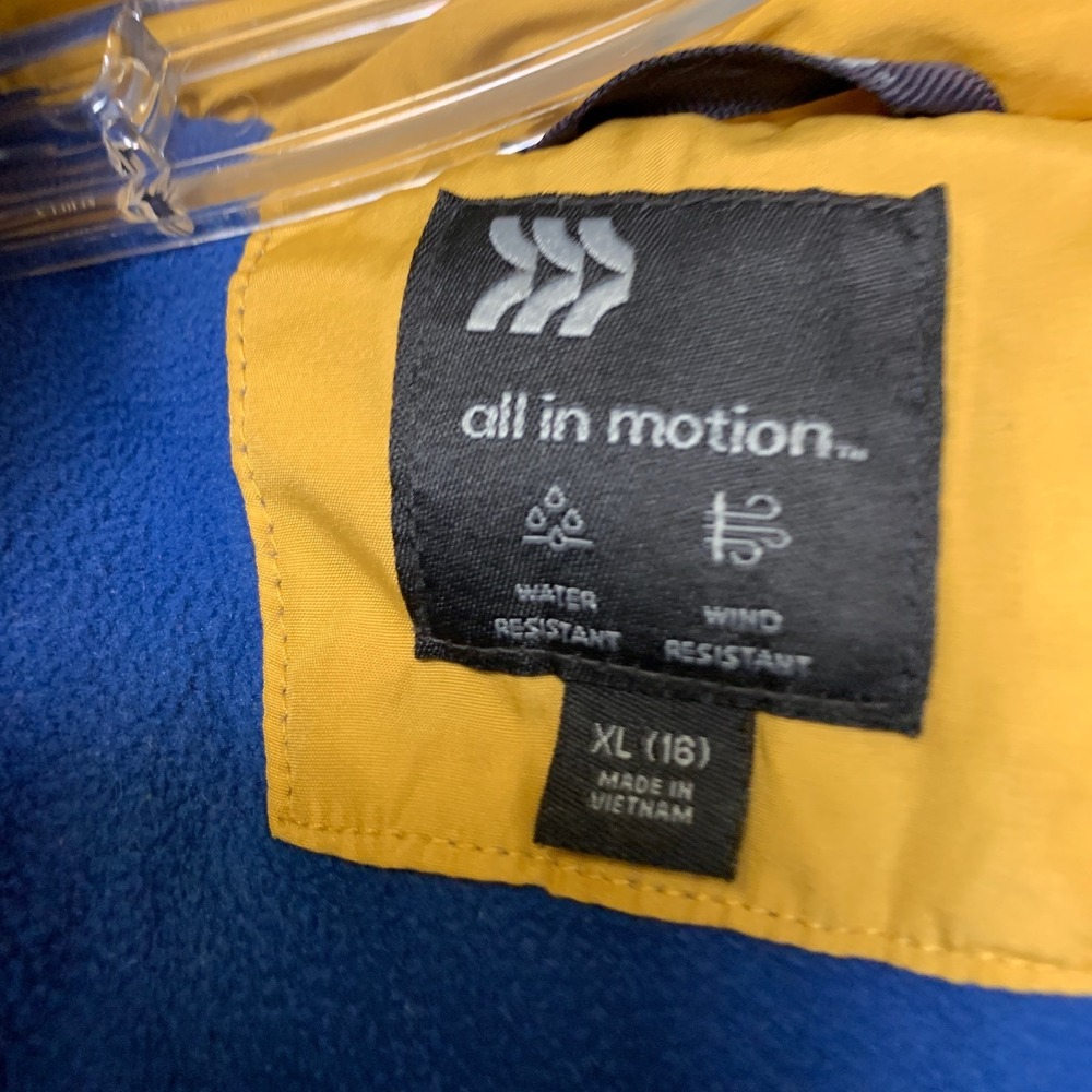 All in Motion Reversible Jacket Boy XL Yellow Water Resistant Mock Neck Full Zip - Picture 7 of 15